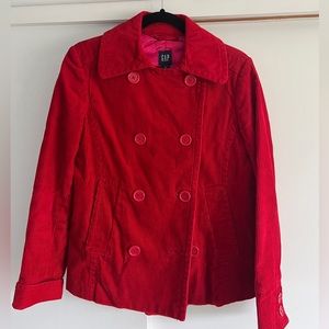 GAP EUC red cropped pea coat